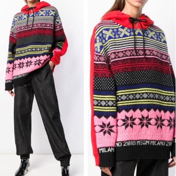 MSGM Sweater Hoodie In Multi - Picture 1 of 16